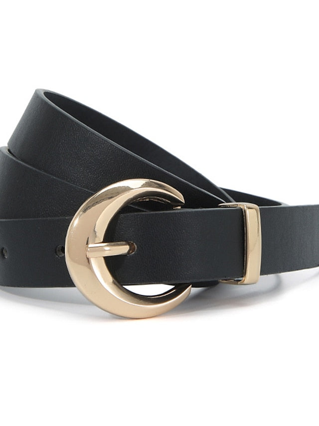 Women's Unisex PU Buckle Belt PU Leather Metal Bucke Plain Casual Classic Party Daily White Black Pink Red - LuckyFash™