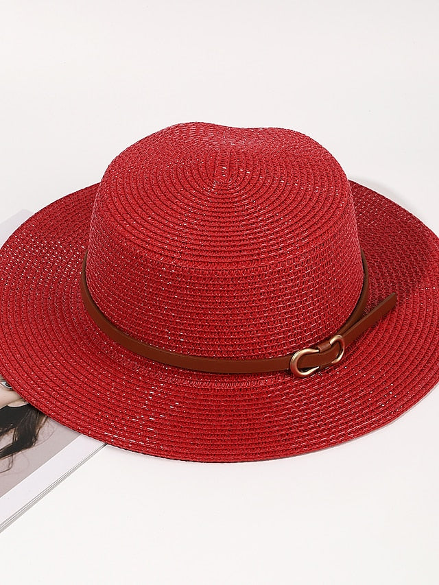 Women's Sun Hat Straw Hat Holiday Straw Vacation Casual Beach Sunscreen Breathability Comfortable 1 pcs - LuckyFash™