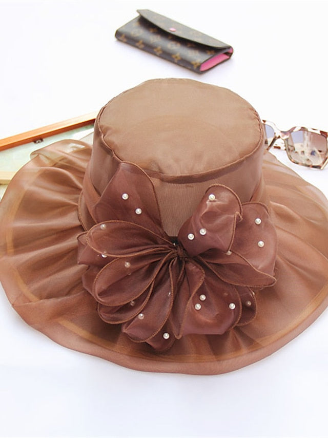 Women's Hat Sun Hat Black Blue Purple Outdoor Home Street Sequins Flower Portable Windproof Comfort - LuckyFash™