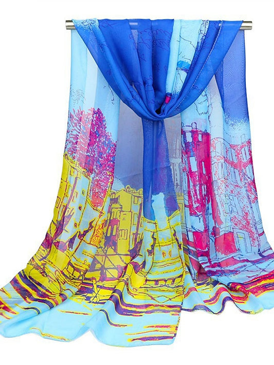 Scarves Satin Scarves Shawl Party Gift Daily Wear Chiffon Vintage Retro 1 PC for Women - LuckyFash™