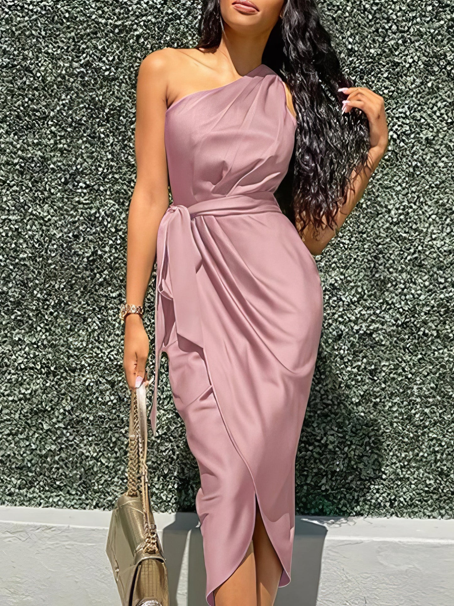 Elegant Slanted Shoulder Sleeveless Long Dress - LuckyFash™