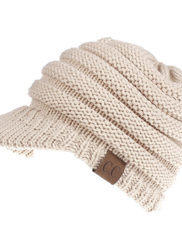 Women's Hat Baseball Cap Black Army Green Light Gray Outdoor Street Dailywear Knitted Pure Color Windproof Comfort Warm - LuckyFash™