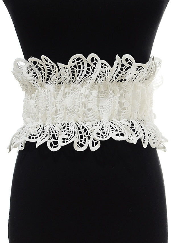 Women's Belt Lace White Black Wide Belt Party Outdoor Street Date Pure Color / Spring / Summer / Fall / Winter - LuckyFash™