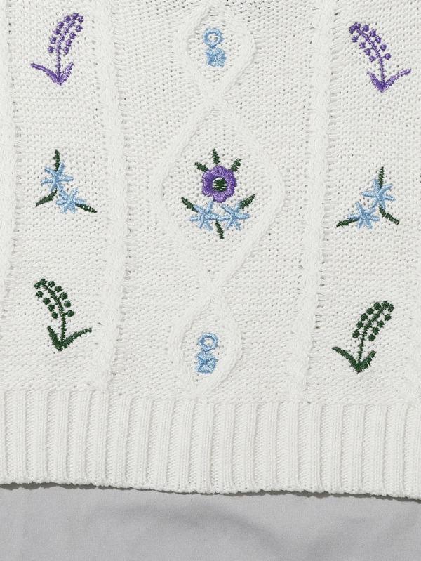 Embroidered Flower Crop Knit Cami Top - LuckyFash™