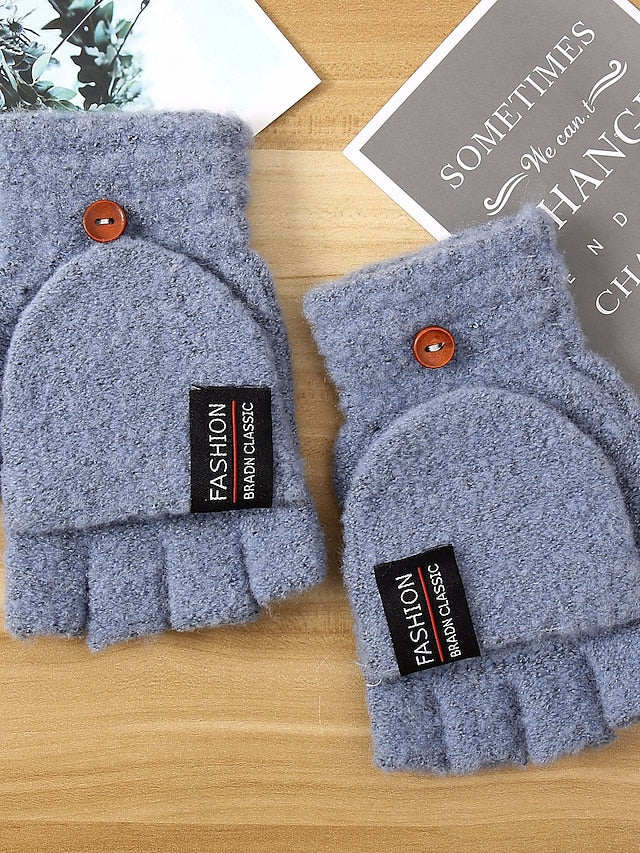 Men's Women's Fingerless Gloves Warm Winter Gloves Gift Daily Letter Polyester Acrylic Fibers Simple Warm 1 Pair - LuckyFash™