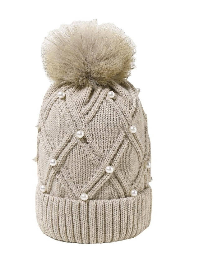 new women's wool knitted hat autumn and winter warm wool ball cap thickened wild face-lift travel hat - LuckyFash™