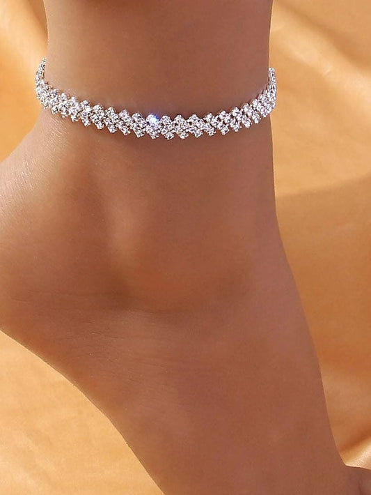 Anklet Personalized Stylish Artistic Women's Body Jewelry For Formal Date Classic Rhinestone Iron Gypsophila Silver - LuckyFash™