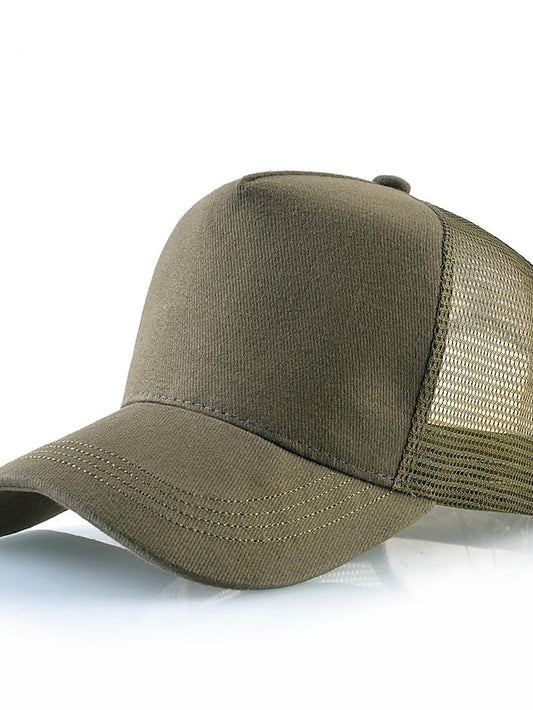 solid color cotton baseball cap european and american retro mesh cap peaked cap trucker hat men's spring and autumn simple tennis cap - LuckyFash™