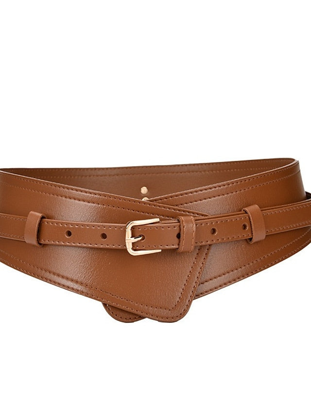 Belt Faux Leather White Black Camel Khaki Orange Wide Belt Outdoor Street Dailywear Holiday Pure Color / Spring / Summer / Fall / Winter for Women - LuckyFash™