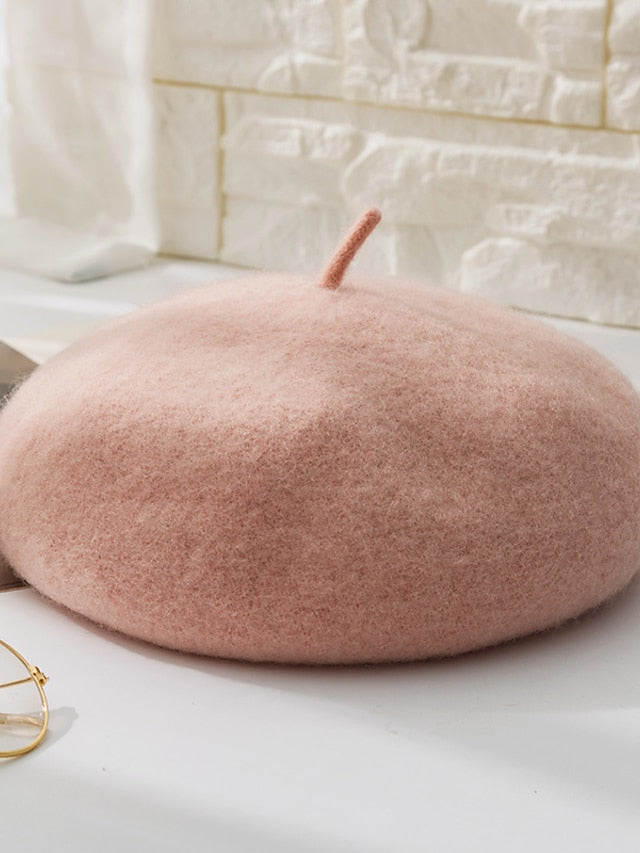 Women's Hat Beret Hat Black Pink Wine Outdoor Street Dailywear Fleece Pure Color Warm Breathable - LuckyFash™