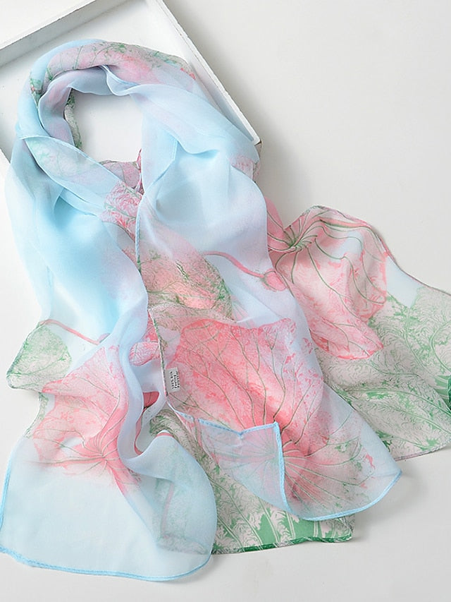Flower Summer Women Thin Style Scarf Bandana Soft Bandana Female Elegant Shawl Hijab Hairscarves Beach Scarf - LuckyFash™