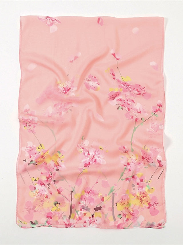 Spring Summer Fashion Floral Thin Style Chiffon Shawl Scarf Lady Print Soft Holiday Beach-up Wrap 150*50Cm - LuckyFash™