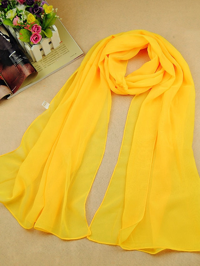 Women's Chiffon Scarf Dailywear Daily Date Red Pink Scarf Pure Color / Basic / Fall / Winter / Spring - LuckyFash™