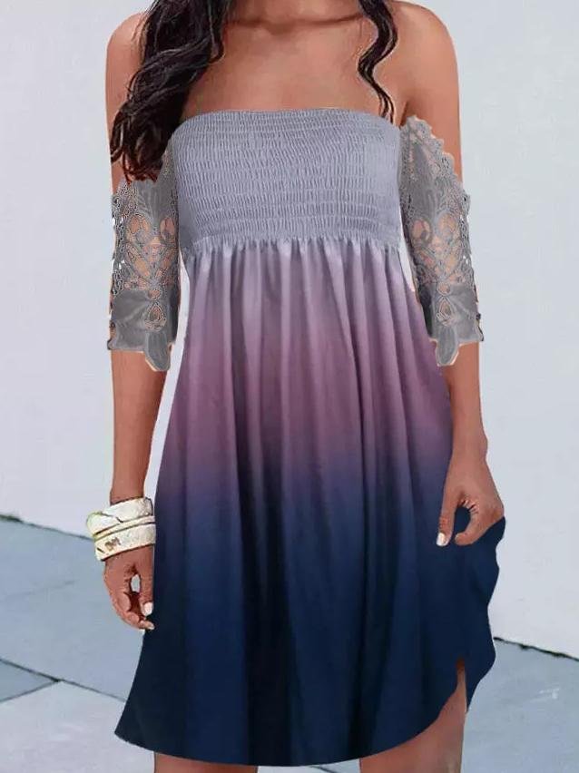 Exquisite One-line Neckline Printed Skirt - LuckyFash™