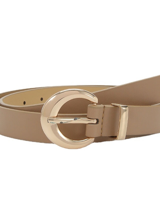 Women's Unisex PU Buckle Belt PU Leather Metal Bucke Plain Casual Classic Party Daily White Black Pink Red - LuckyFash™