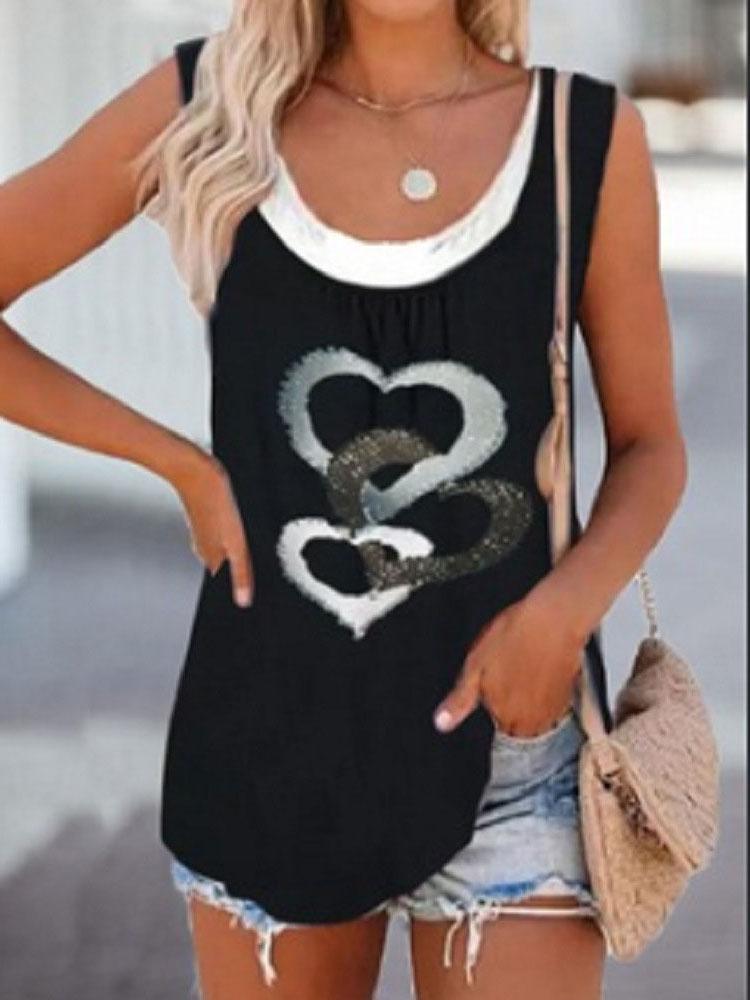Fake Two-piece Love Print Casual Vest - LuckyFash™