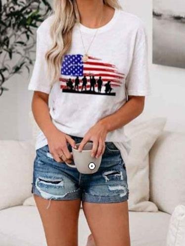 Fashion Flag Print Short-sleeved T-shirt - LuckyFash™
