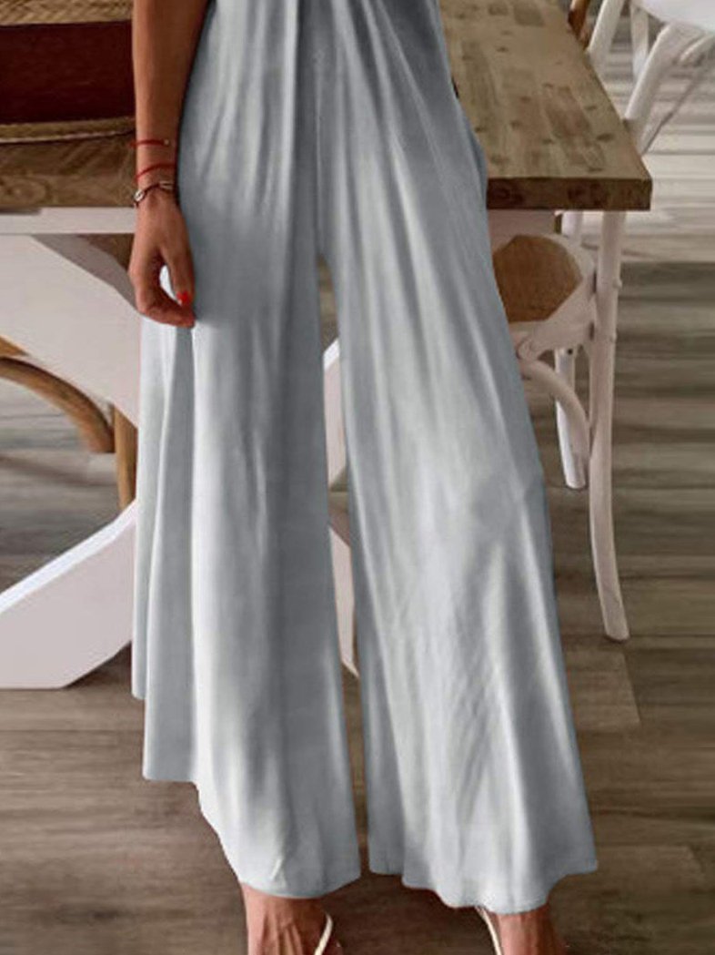 Fashion Gradient V Neck Wide-leg Suspender Jumpsuits - LuckyFash™