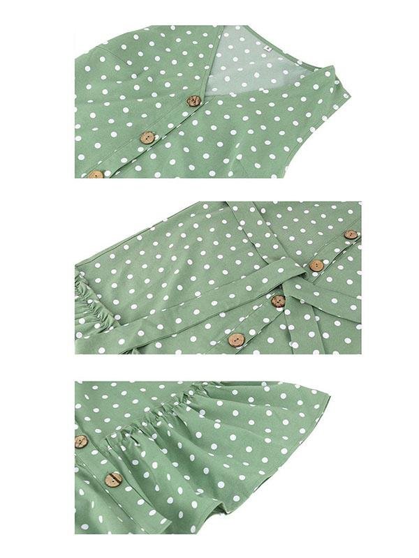 Fashion Polka Dots Print Ruffle Hem Mini Dresses With Belt - LuckyFash™