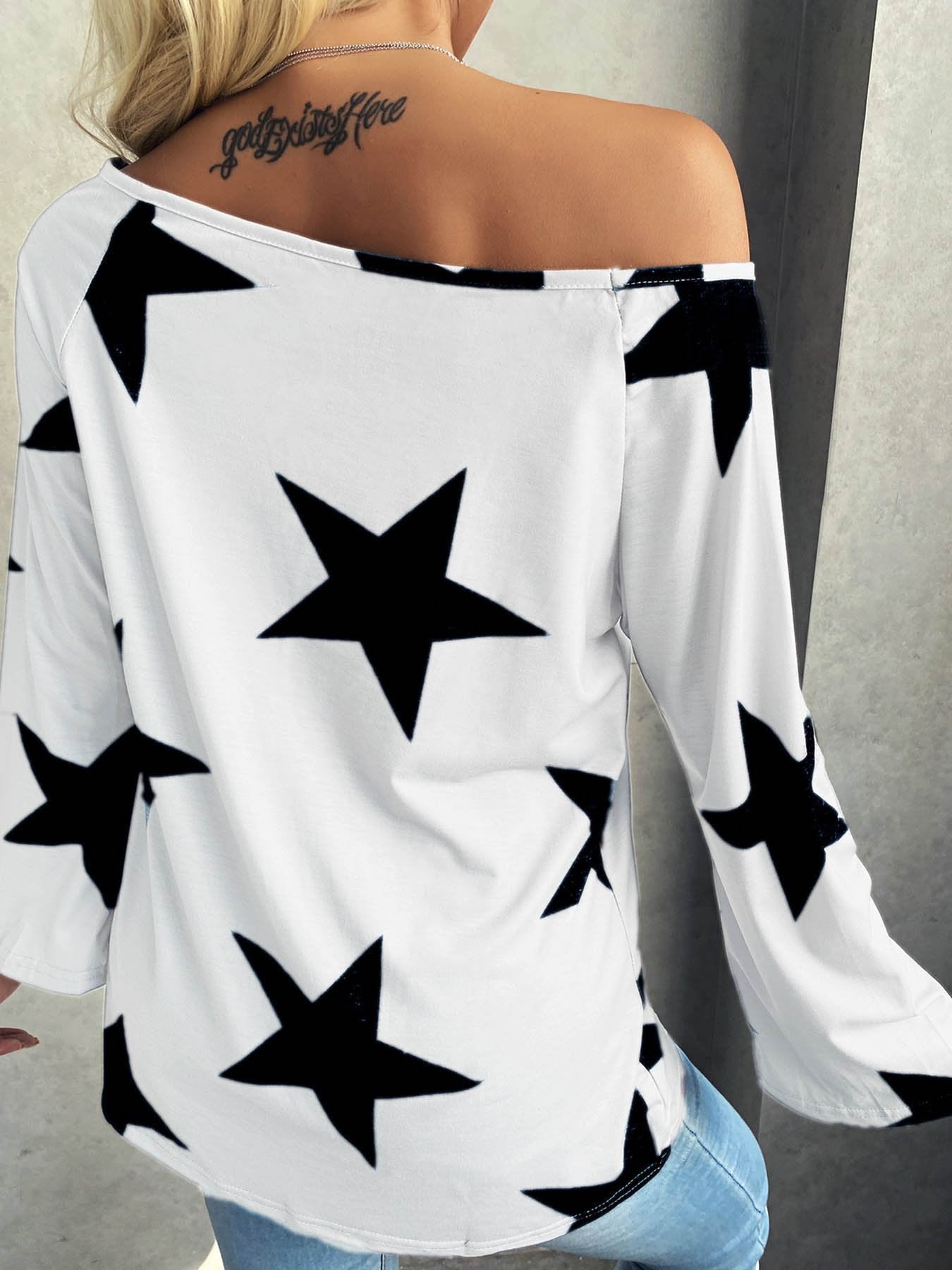 Fashion Star Print Long Sleeve Blouses - LuckyFash™