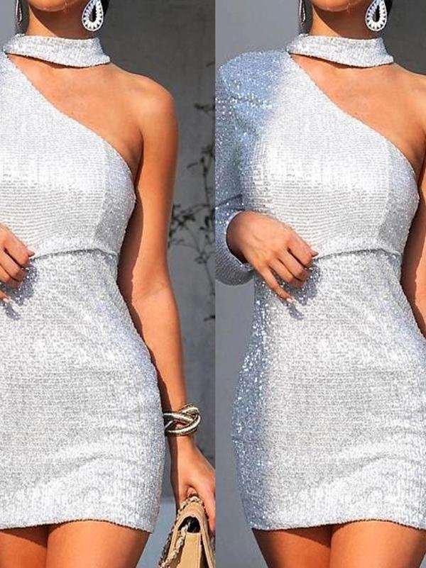 Fashion Strapless Silver Mini Dress - LuckyFash™