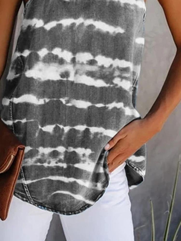 Fashion Striped Tie-dye Tie Sling Sleeveless - LuckyFash™