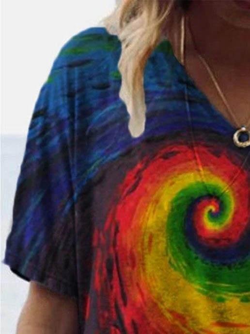 Fashion Sun Print V-neck T-shirt - LuckyFash™