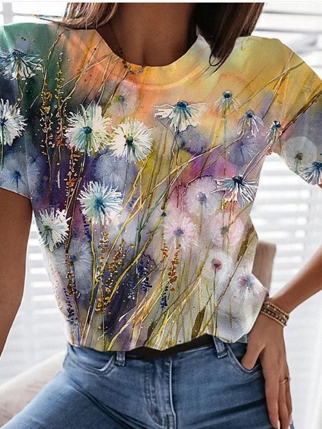 Fashion Tie-dye Variegated Print Short-sleeved Top - LuckyFash™