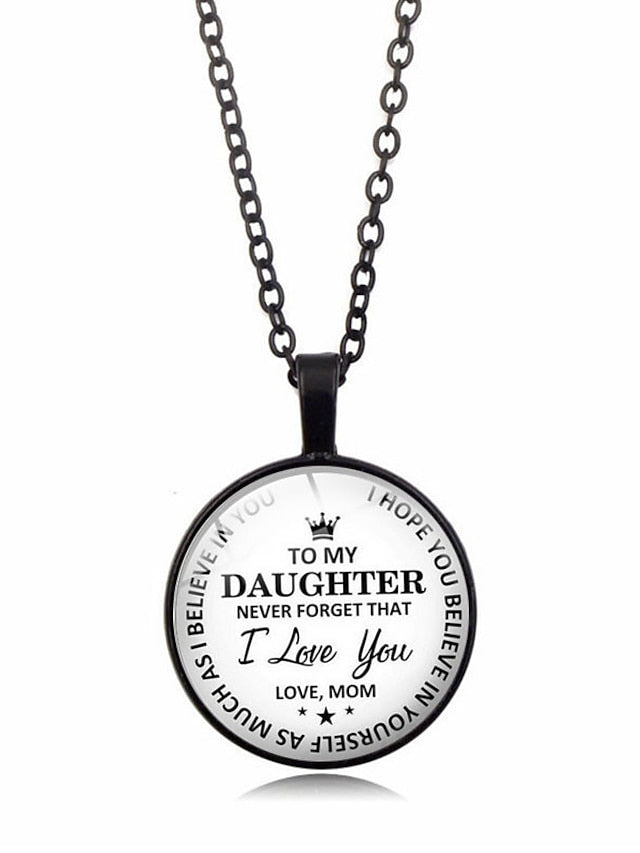 Women's necklace Fashion Street Letter Necklaces & To my Daughter Pendant Round Glass Necklaces / Sweater Chain Necklace - LuckyFash™