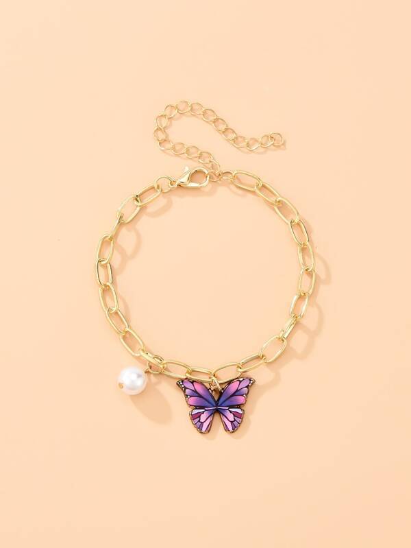 Faux Pearl & Butterfly Charm Bracelet - LuckyFash™