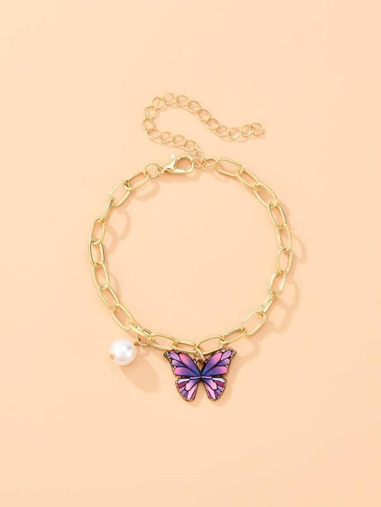Faux Pearl & Butterfly Charm Bracelet - LuckyFash™