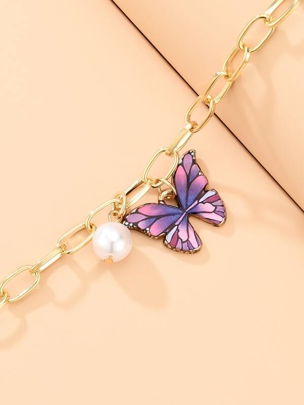 Faux Pearl & Butterfly Charm Bracelet - LuckyFash™