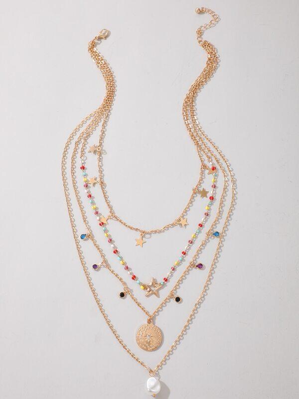Faux Pearl Charm Chain Layered Necklace - LuckyFash™