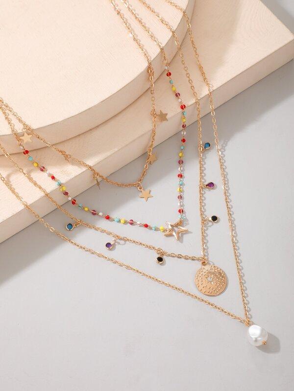 Faux Pearl Charm Chain Layered Necklace - LuckyFash™