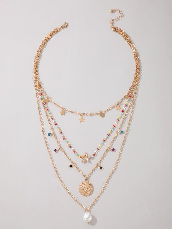 Faux Pearl Charm Chain Layered Necklace - LuckyFash™