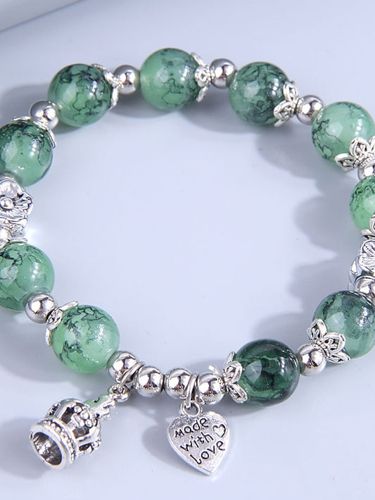 Women's Charm Bracelet Bead Bracelet Beaded Heart Simple Resin Bracelet Jewelry Green For Daily - LuckyFash™