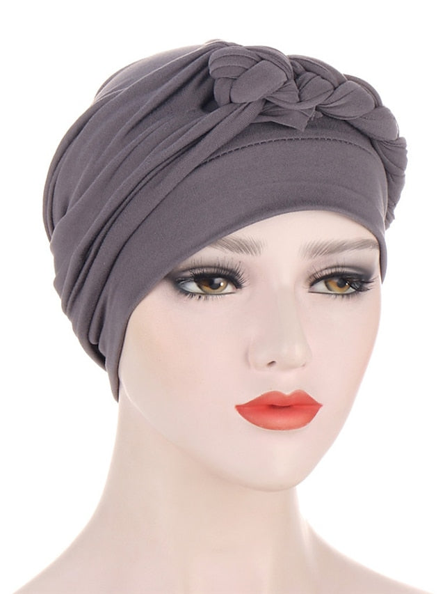 Women Lady Muslim One Half Braid Head Turban Wrap Cover Soft Hat Hair Loss Bonnet Beanies - LuckyFash™