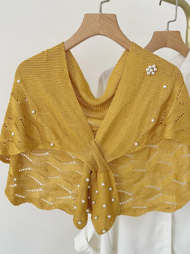 Casual Knitted Fake Collars for Women's Hollow Out Blouse Tops Shoulder Wraps Shawls Detachable False Collar Windproof Shawl - LuckyFash™