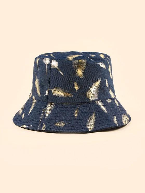 Feather Foil Print Bucket Hat - LuckyFash™