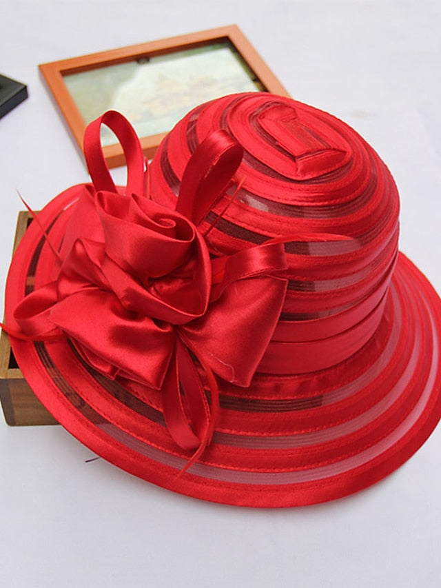 Women's Party Hat Party Wedding Street Ruffle Solid Color Black White Hat Yellow Red  Gray Fall Winter - LuckyFash™