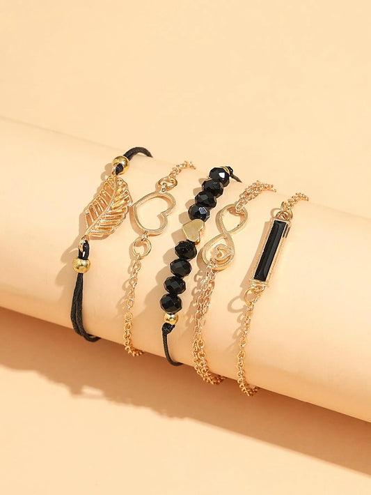 Women's Bead Bracelet Classic Leaf Heart Love Fashion Cute Personalized Elegant Holiday Alloy Bracelet Jewelry Gold For Party Evening Daily Holiday Date Birthday - LuckyFash™