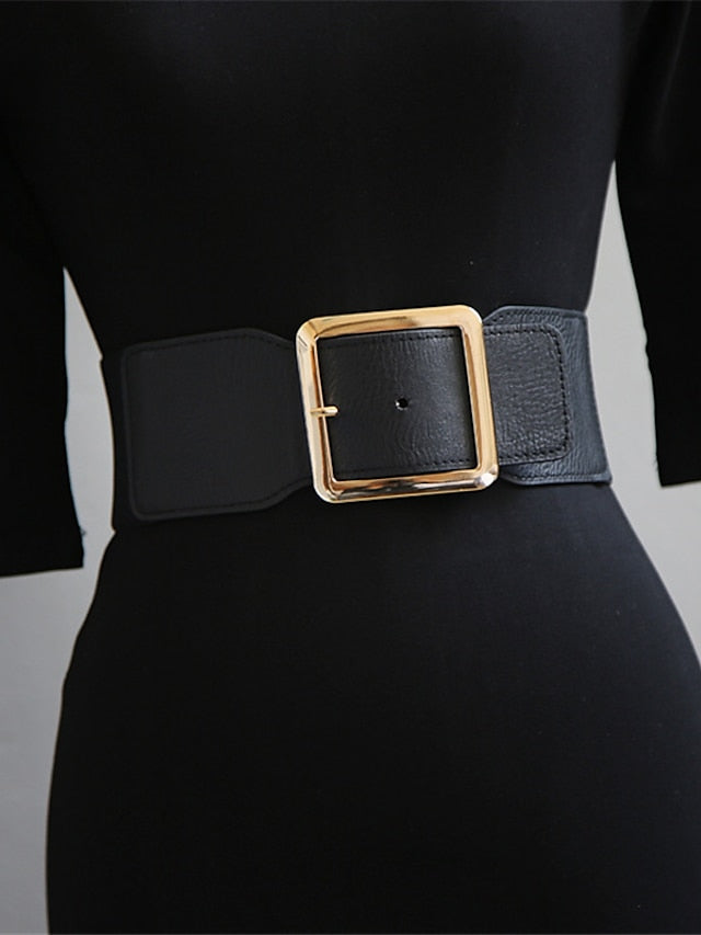 Women's Belt PU Black Gold Wide Belt Dailywear Business Daily Date Pure Color / Spring / Summer / Fall / Winter - LuckyFash™