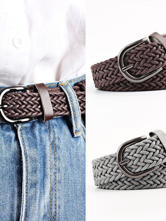 Men's Women's Web Belt Polyester Cotton Prong Buckle D-ring Casual Classic Party Daily Black Gray Red Brown - LuckyFash™