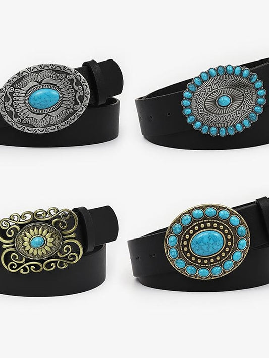 Women's PU Buckle Belt PU Leather Metal Bucke Engraved Classic Wedding Party 1138-7 1138-5 1138 1138-1 - LuckyFash™