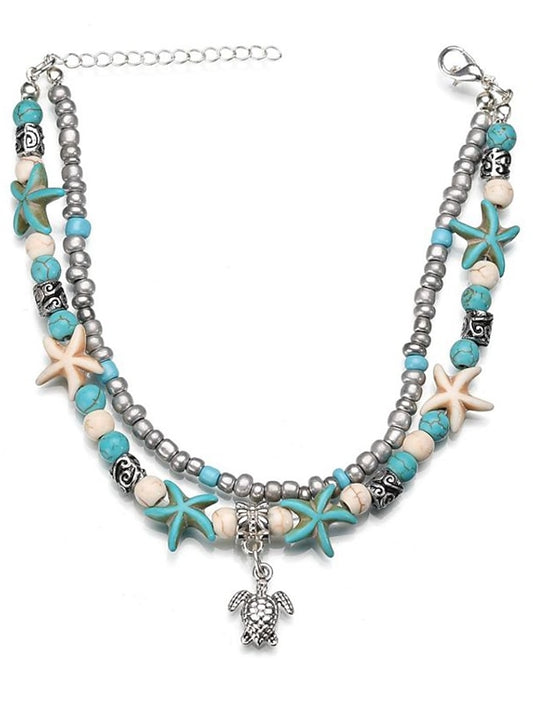 Ankle Bracelet Stylish Simple Women's Body Jewelry For Holiday Beach Classic Turquoise Alloy Turtle Blue 1pcs - LuckyFash™