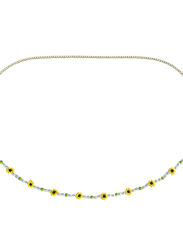 european and american cross-border jewelry bohemian hand-woven rice beads flower imitation pearl waist chain beaded women's body accessories - LuckyFash™