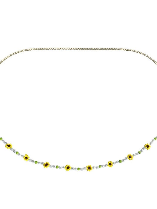 european and american cross-border jewelry bohemian hand-woven rice beads flower imitation pearl waist chain beaded women's body accessories - LuckyFash™