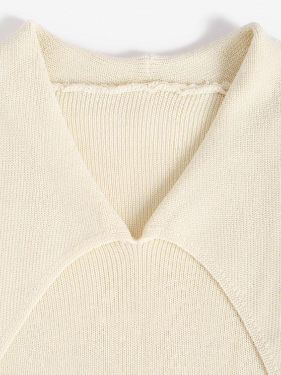 Flat Collar Knitted Plain Sweater - LuckyFash™