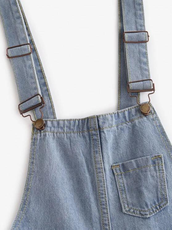 Floral Embroidered Ripped Denim Overalls Jumpsuit - LuckyFash™