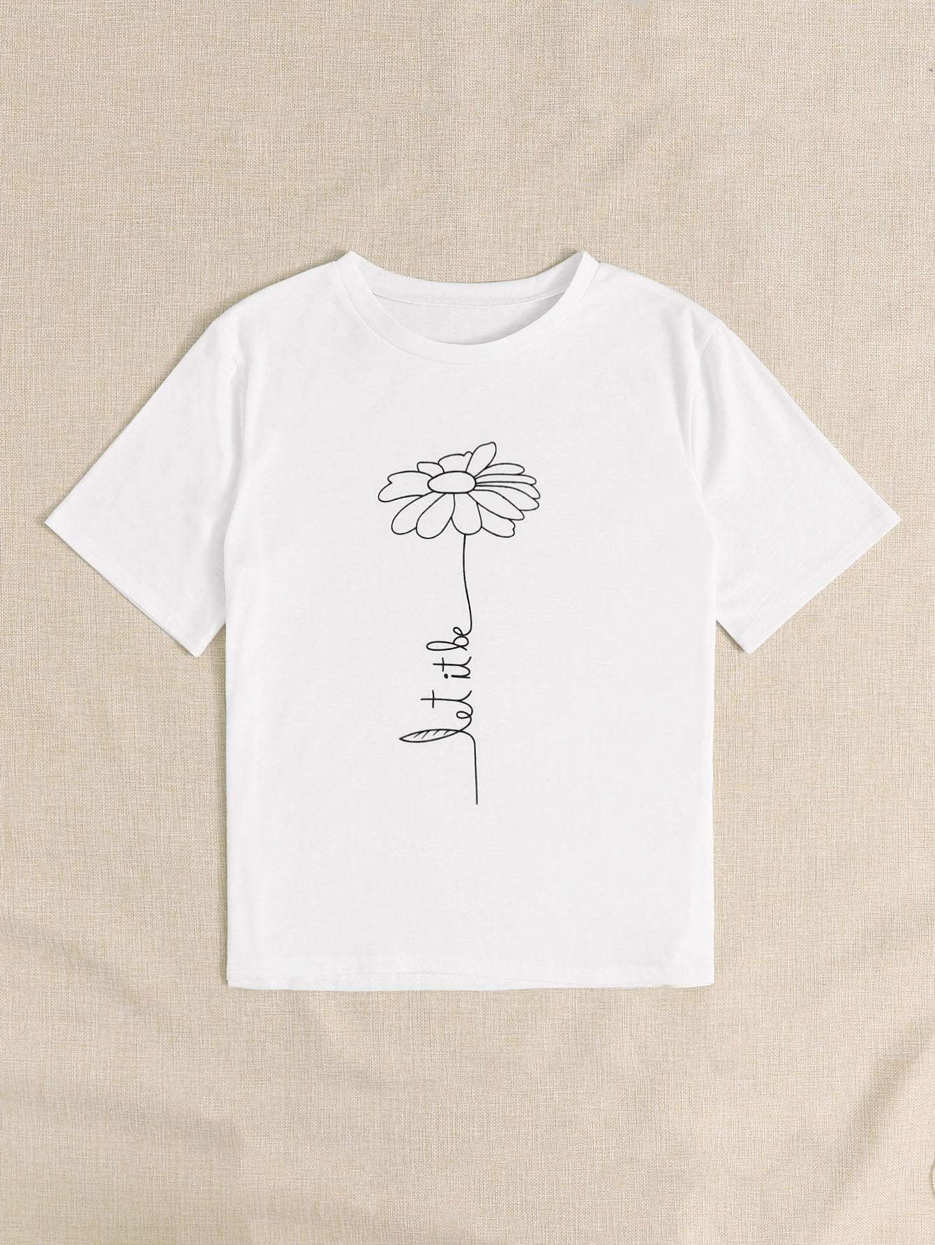Floral & Letter Graphic Tee - LuckyFash™